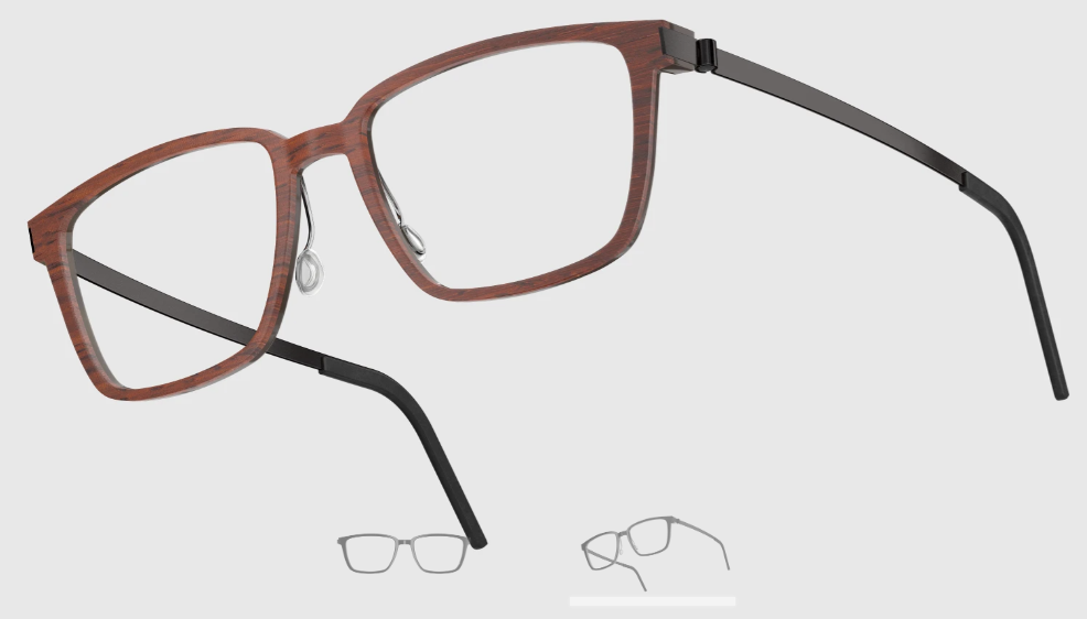 Lindberg Wood and Buffalo Titanium Rectangular Eyeglasses