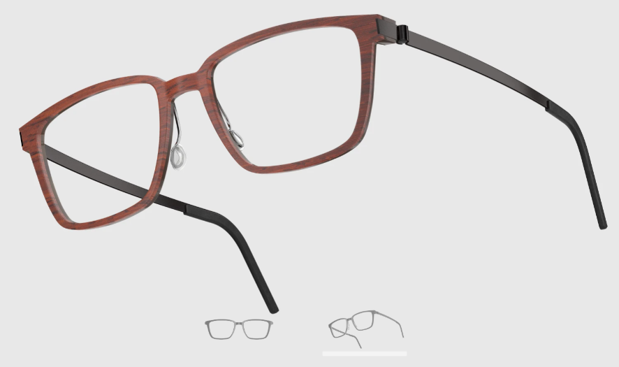 Lindberg Wood and Buffalo Titanium Rectangular Eyeglasses