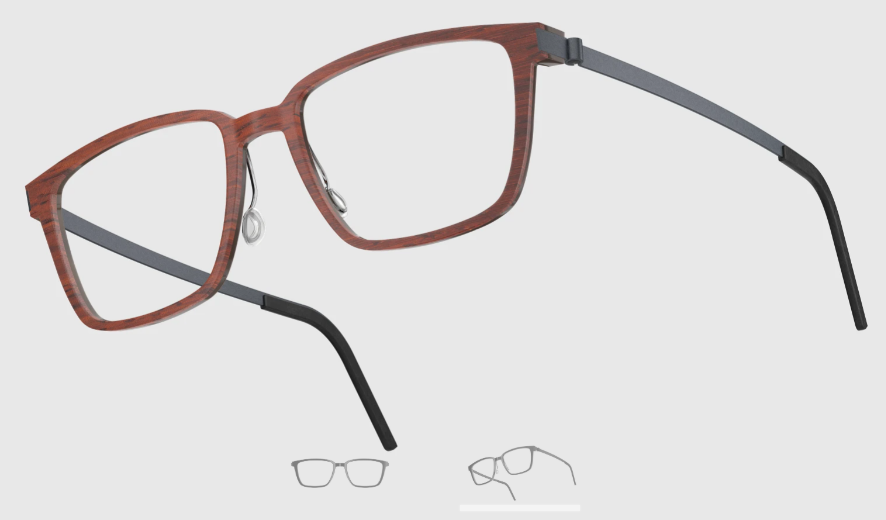 Lindberg Wood and Buffalo Titanium Rectangular Eyeglasses