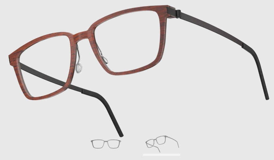 Lindberg Wood and Buffalo Titanium Rectangular Eyeglasses