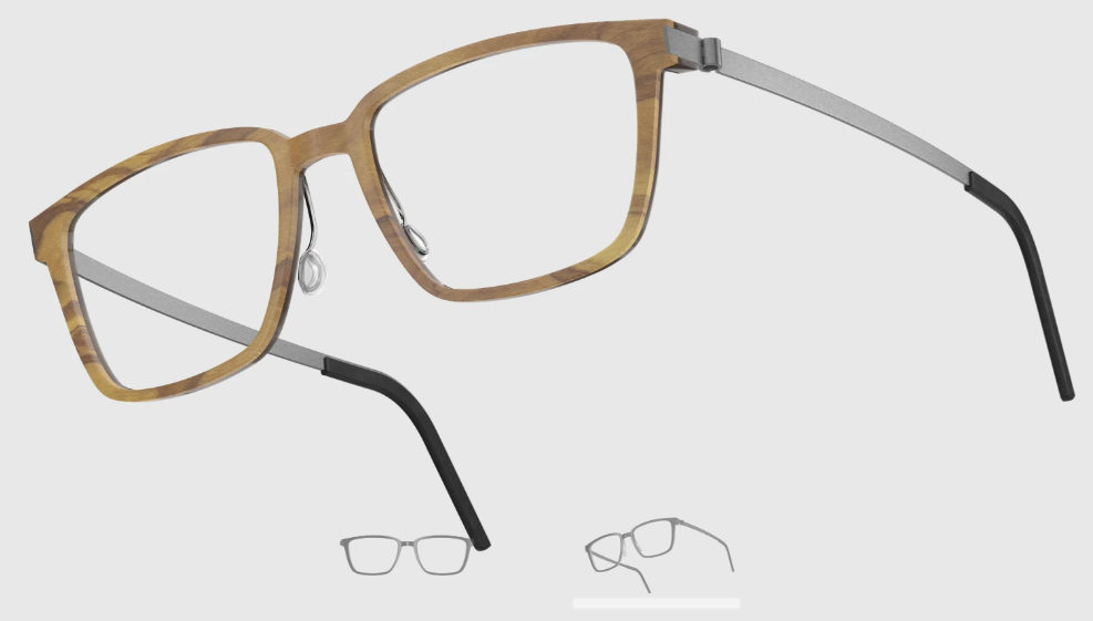 Lindberg Wood and Buffalo Titanium Rectangular Eyeglasses