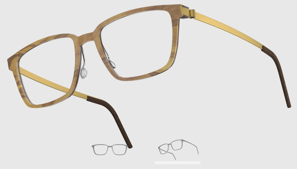 Lindberg Wood and Buffalo Titanium Rectangular Eyeglasses