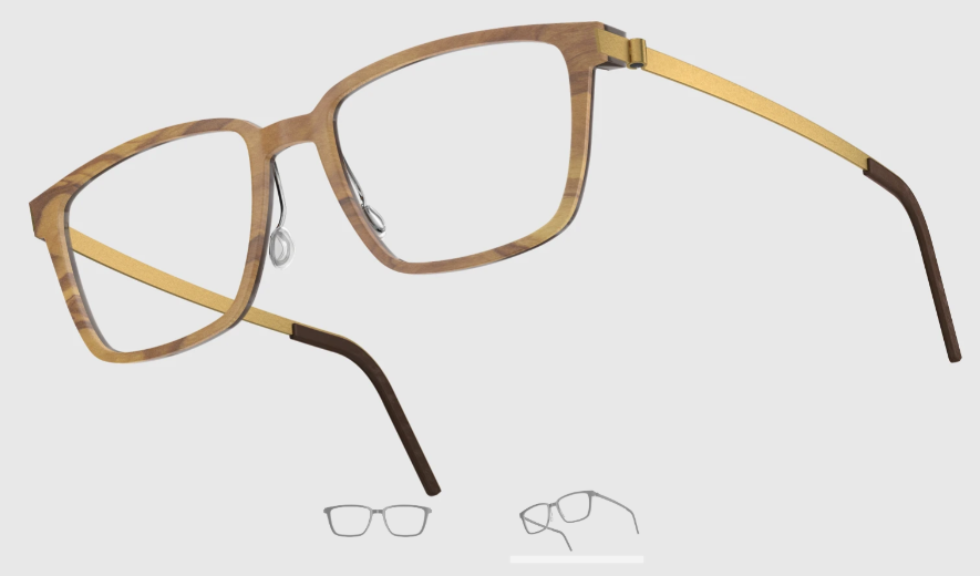 Lindberg Wood and Buffalo Titanium Rectangular Eyeglasses