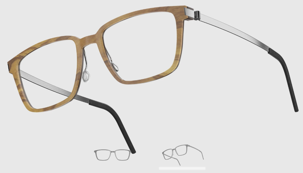 Lindberg Wood and Buffalo Titanium Rectangular Eyeglasses