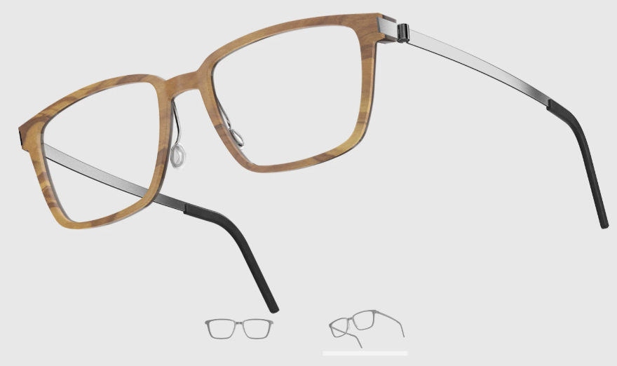 Lindberg Wood and Buffalo Titanium Rectangular Eyeglasses