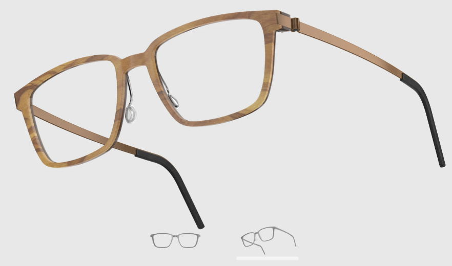 Lindberg Wood and Buffalo Titanium Rectangular Eyeglasses