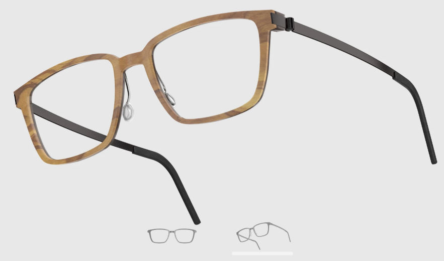 Lindberg Wood and Buffalo Titanium Rectangular Eyeglasses