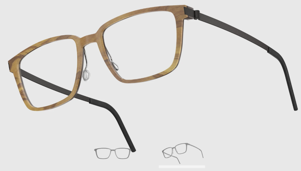 Lindberg Wood and Buffalo Titanium Rectangular Eyeglasses