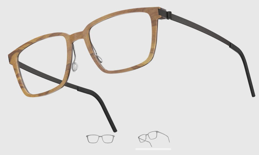 Lindberg Wood and Buffalo Titanium Rectangular Eyeglasses