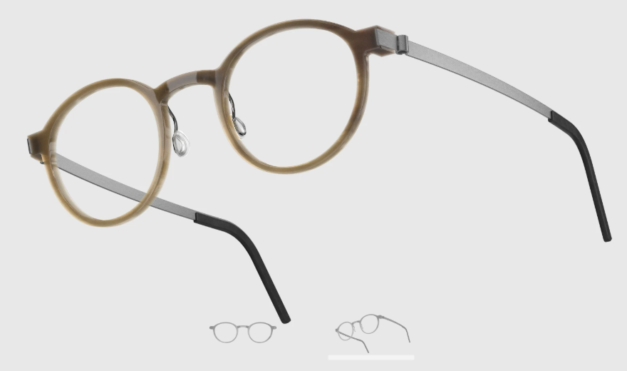 Lindberg Wood and Buffalo Titanium Round Eyeglasses