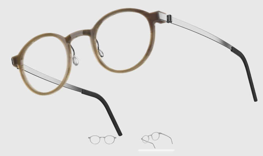 Lindberg Wood and Buffalo Titanium Round Eyeglasses