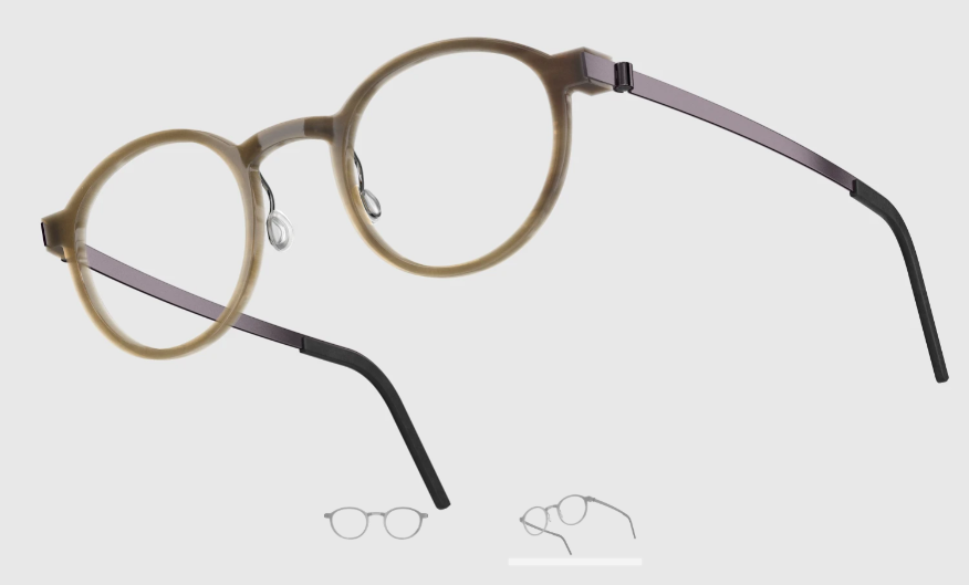 Lindberg Wood and Buffalo Titanium Round Eyeglasses