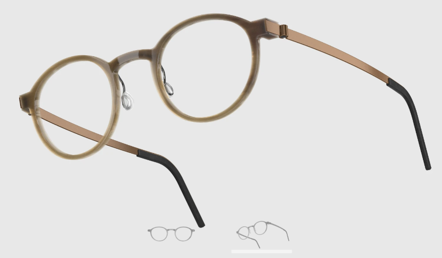 Lindberg Wood and Buffalo Titanium Round Eyeglasses