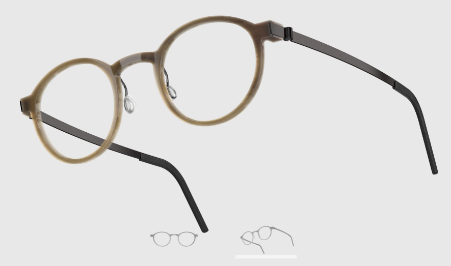 Lindberg Wood and Buffalo Titanium Round Eyeglasses