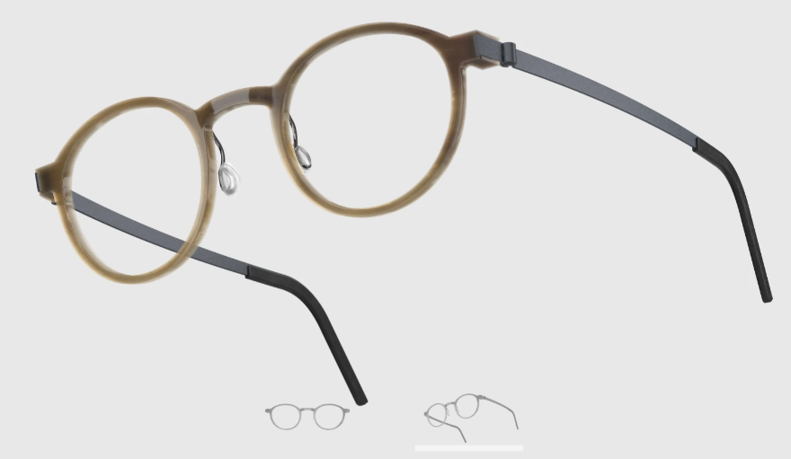 Lindberg Wood and Buffalo Titanium Round Eyeglasses