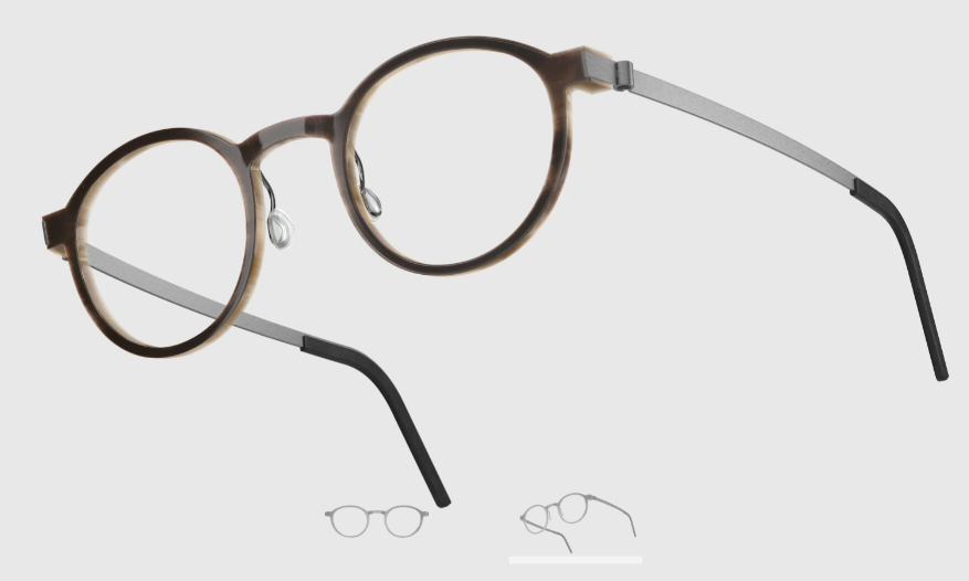 Lindberg Wood and Buffalo Titanium Round Eyeglasses