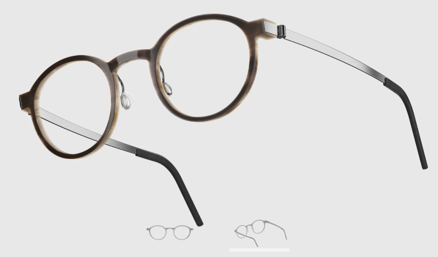 Lindberg Wood and Buffalo Titanium Round Eyeglasses