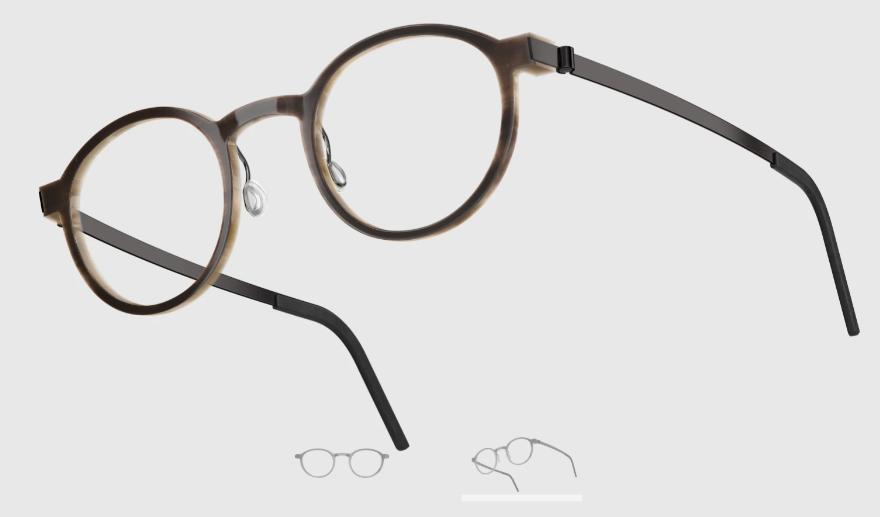 Lindberg Wood and Buffalo Titanium Round Eyeglasses