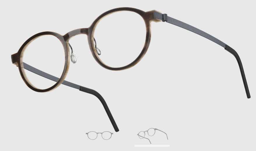 Lindberg Wood and Buffalo Titanium Round Eyeglasses