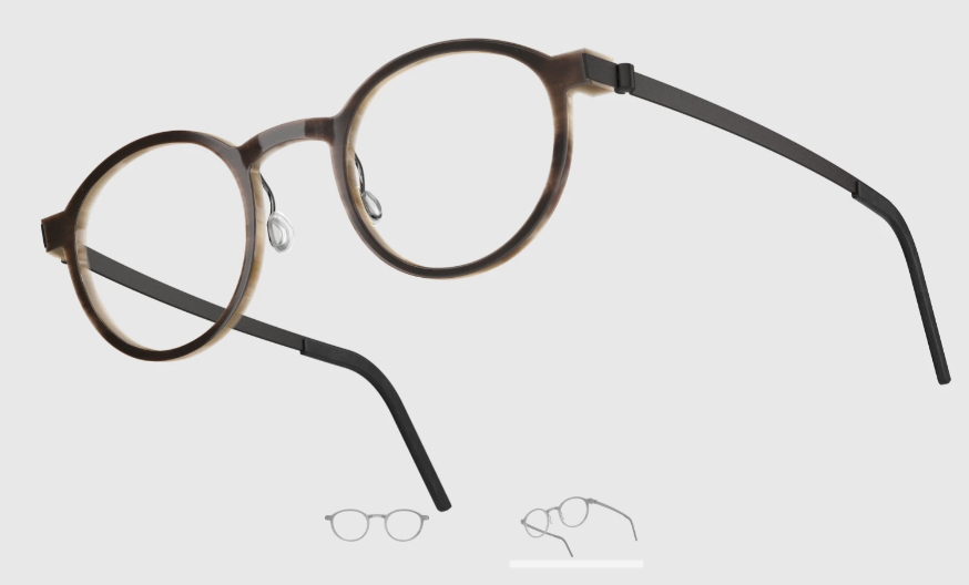 Lindberg Wood and Buffalo Titanium Round Eyeglasses