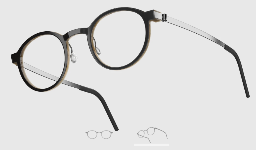 Lindberg Wood and Buffalo Titanium Round Eyeglasses