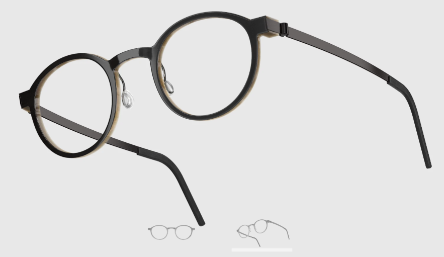 Lindberg Wood and Buffalo Titanium Round Eyeglasses