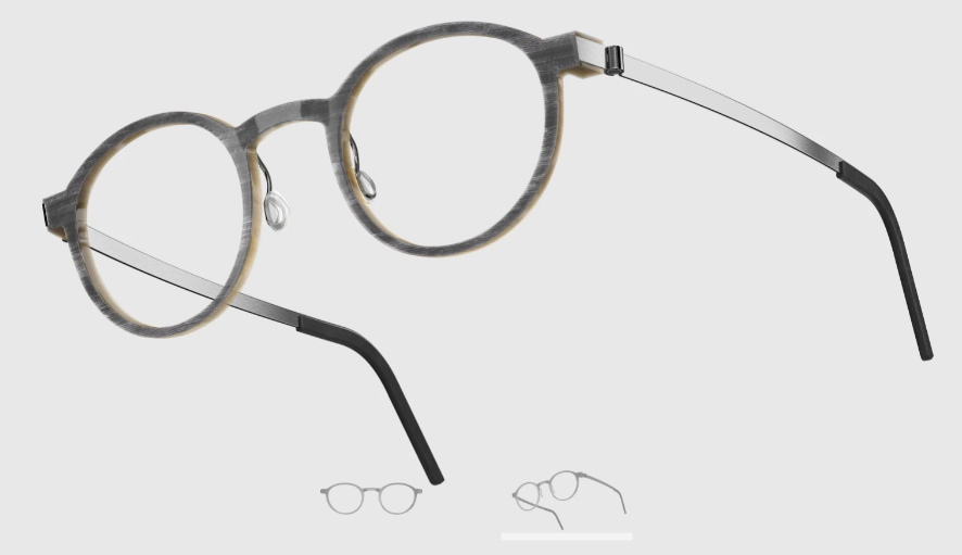 Lindberg Wood and Buffalo Titanium Round Eyeglasses