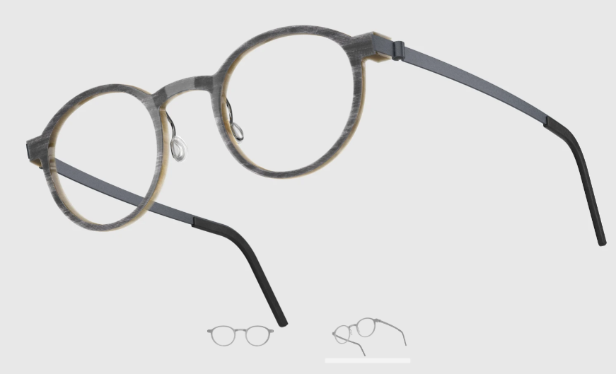 Lindberg Wood and Buffalo Titanium Round Eyeglasses