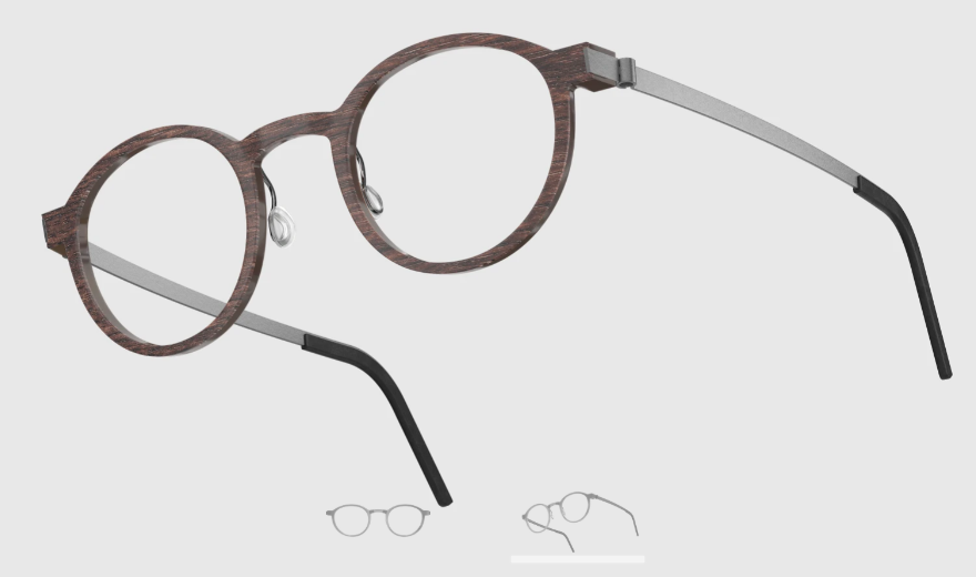 Lindberg Wood and Buffalo Titanium Round Eyeglasses