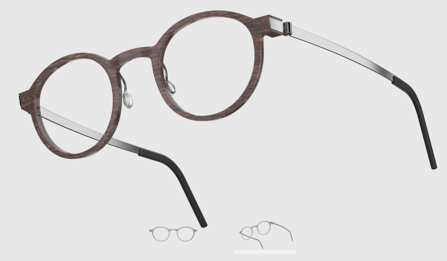 Lindberg Wood and Buffalo Titanium Round Eyeglasses