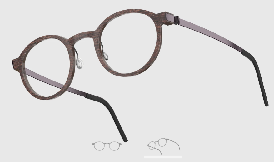 Lindberg Wood and Buffalo Titanium Round Eyeglasses