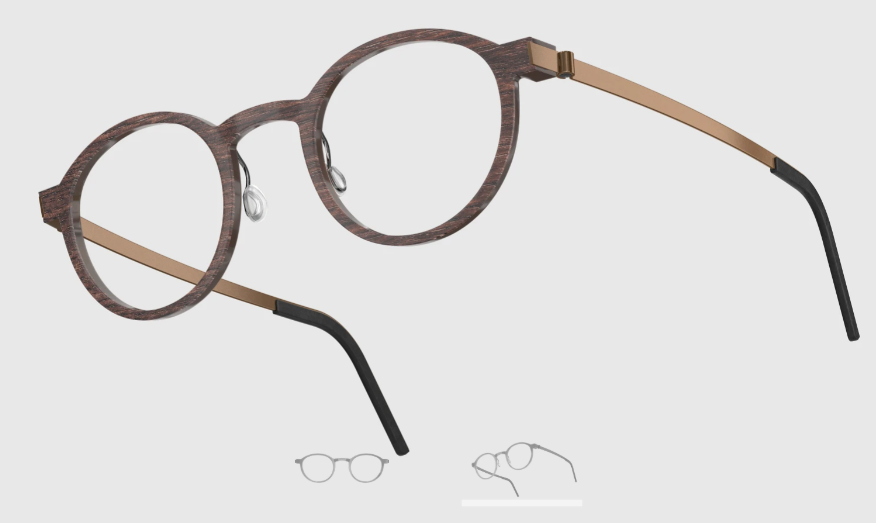 Lindberg Wood and Buffalo Titanium Round Eyeglasses