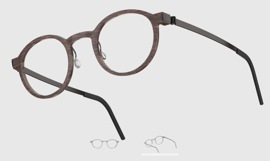 Lindberg Wood and Buffalo Titanium Round Eyeglasses