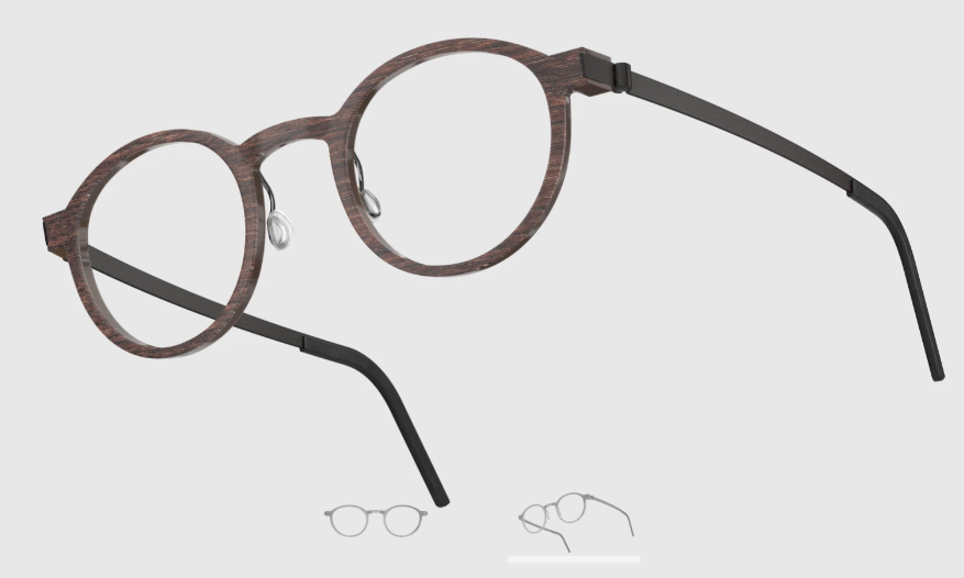 Lindberg Wood and Buffalo Titanium Round Eyeglasses