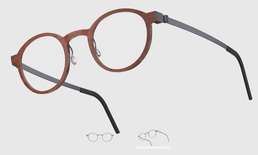 Lindberg Wood and Buffalo Titanium Round Eyeglasses