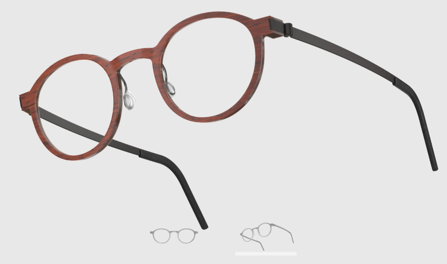 Lindberg Wood and Buffalo Titanium Round Eyeglasses