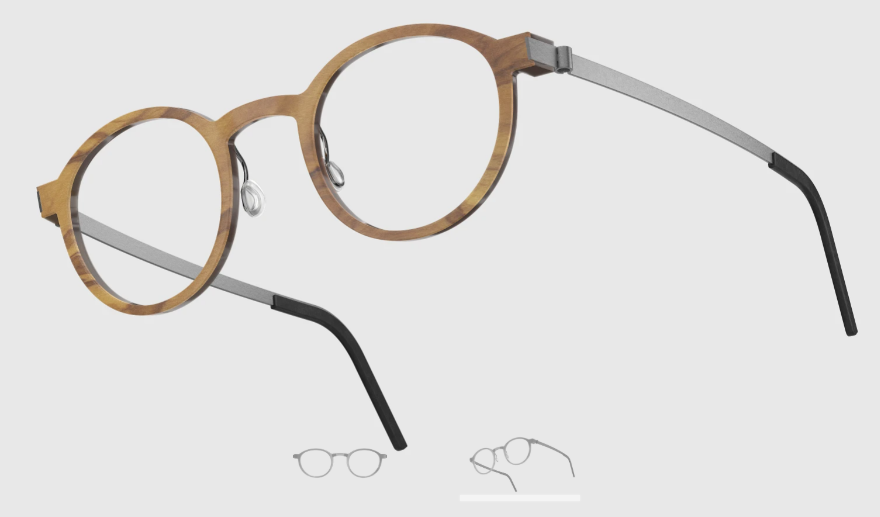 Lindberg Wood and Buffalo Titanium Round Eyeglasses