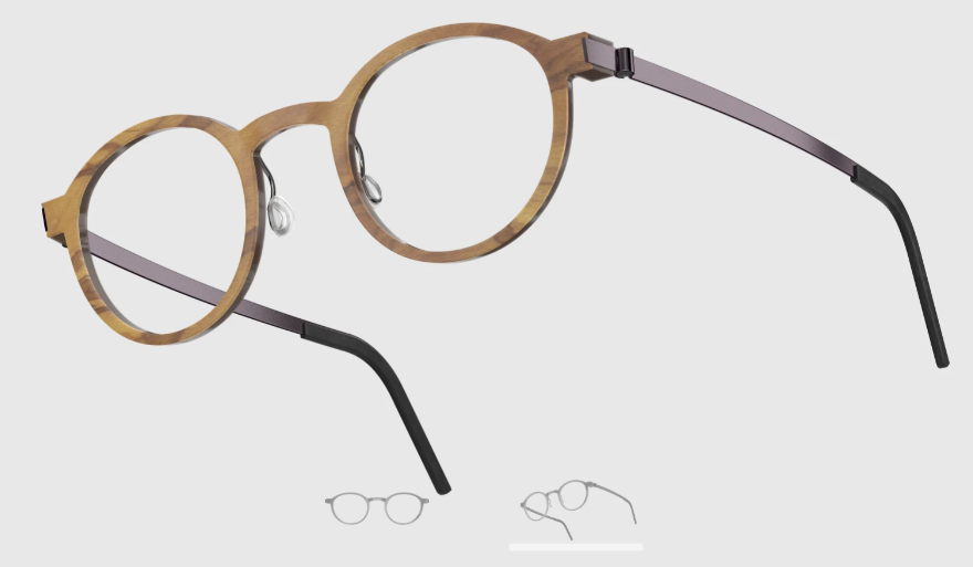 Lindberg Wood and Buffalo Titanium Round Eyeglasses