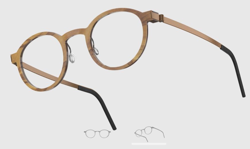 Lindberg Wood and Buffalo Titanium Round Eyeglasses