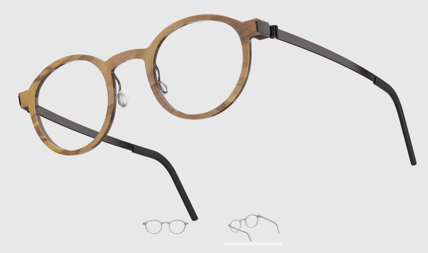 Lindberg Wood and Buffalo Titanium Round Eyeglasses