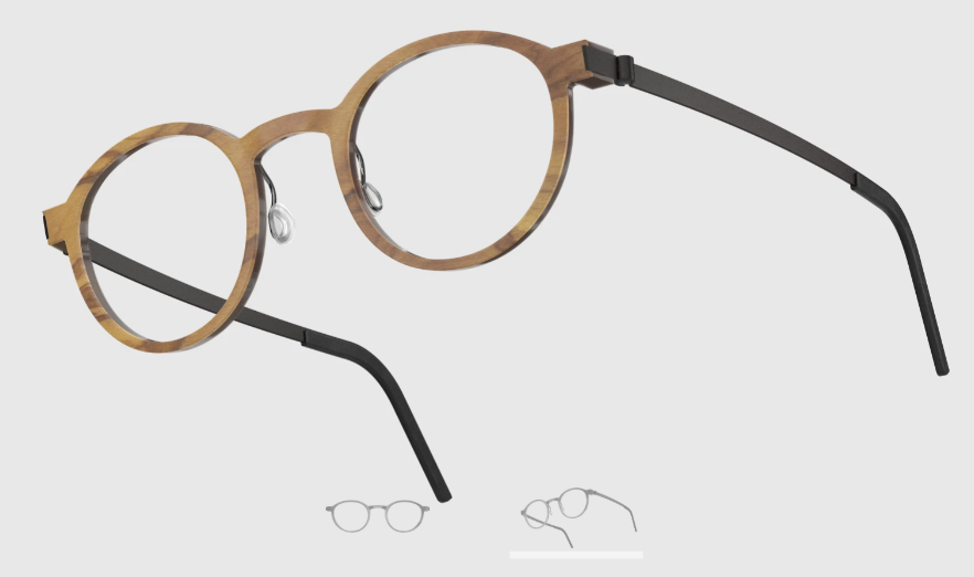 Lindberg Wood and Buffalo Titanium Round Eyeglasses