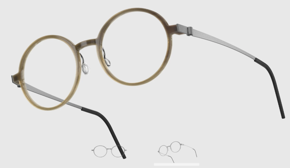 Lindberg Wood and Buffalo Titanium Round Eyeglasses