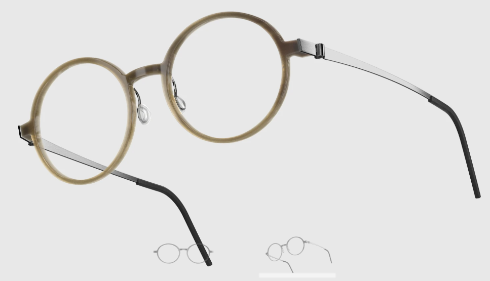 Lindberg Wood and Buffalo Titanium Round Eyeglasses