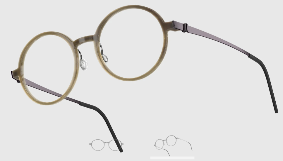 Lindberg Wood and Buffalo Titanium Round Eyeglasses