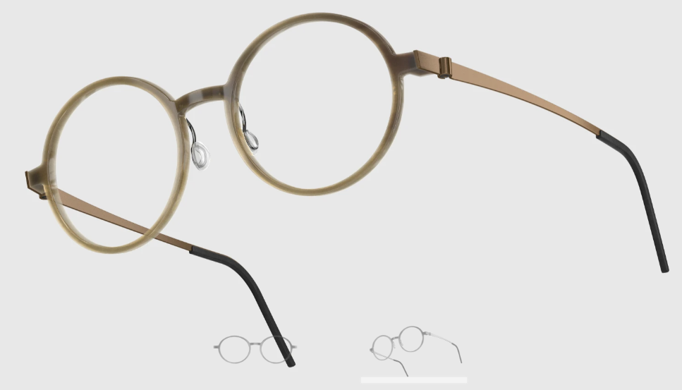 Lindberg Wood and Buffalo Titanium Round Eyeglasses