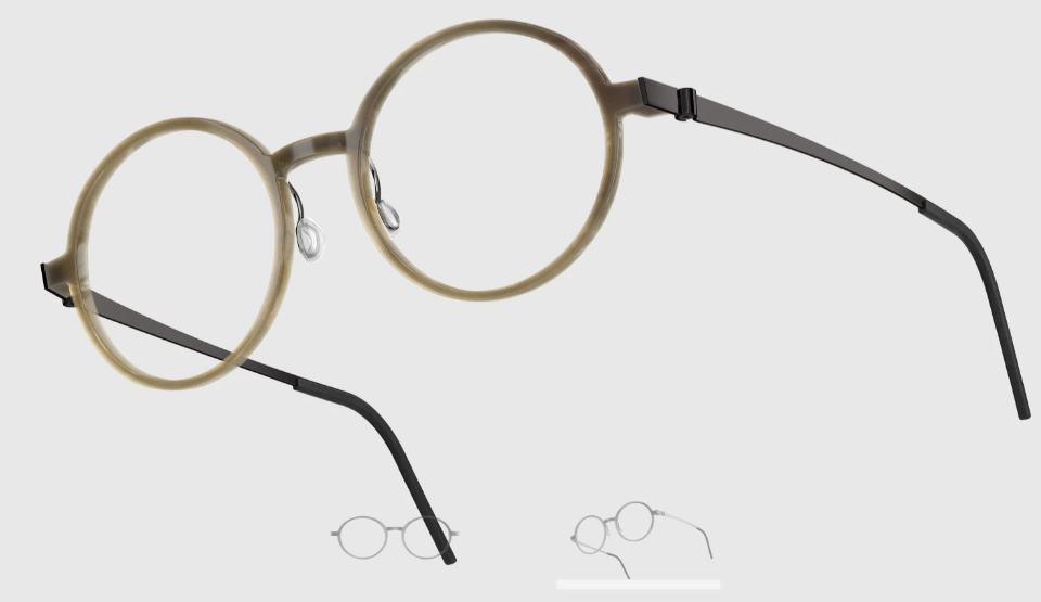 Lindberg Wood and Buffalo Titanium Round Eyeglasses