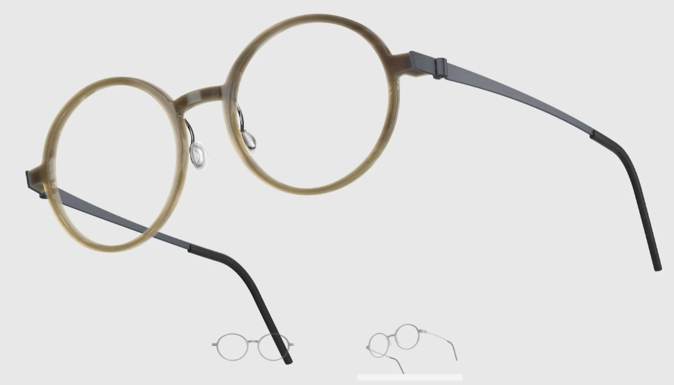 Lindberg Wood and Buffalo Titanium Round Eyeglasses