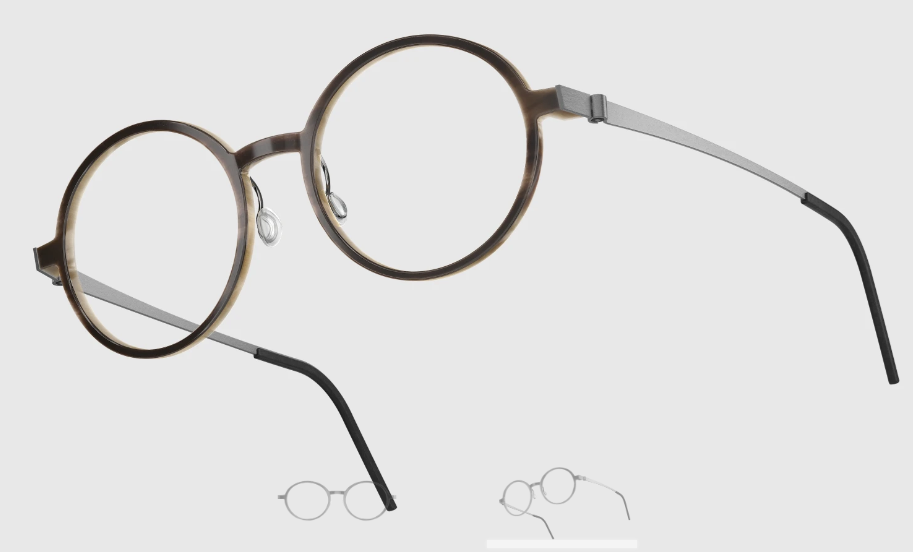 Lindberg Wood and Buffalo Titanium Round Eyeglasses