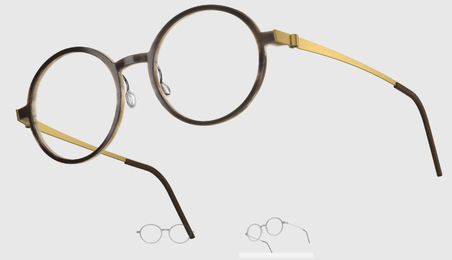 Lindberg Wood and Buffalo Titanium Round Eyeglasses