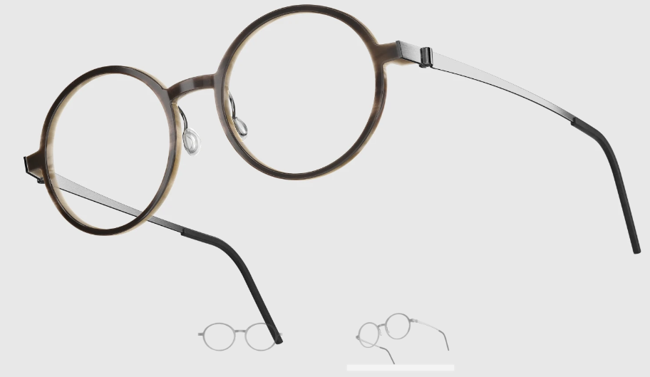 Lindberg Wood and Buffalo Titanium Round Eyeglasses